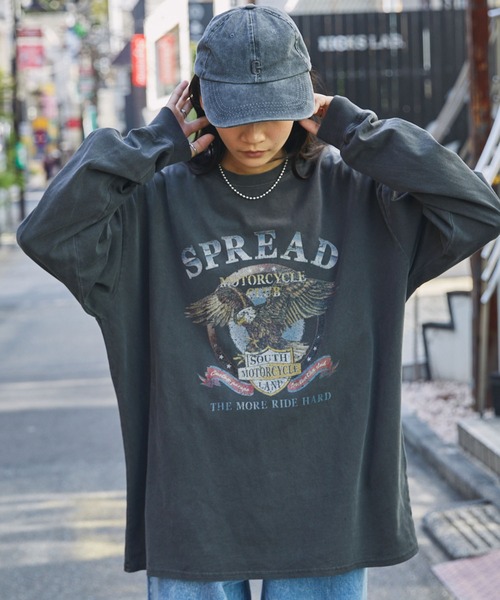 MONO-MART tシャツ ピグメント加工ヴィンテージライクロック
