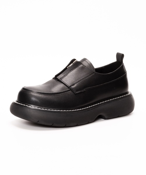 【美品】SENSO UNICO t.b シボレザー　バックジップスリッポン　黒 SVEC（シュベック） スリッポン センタージップ ボリュームソール