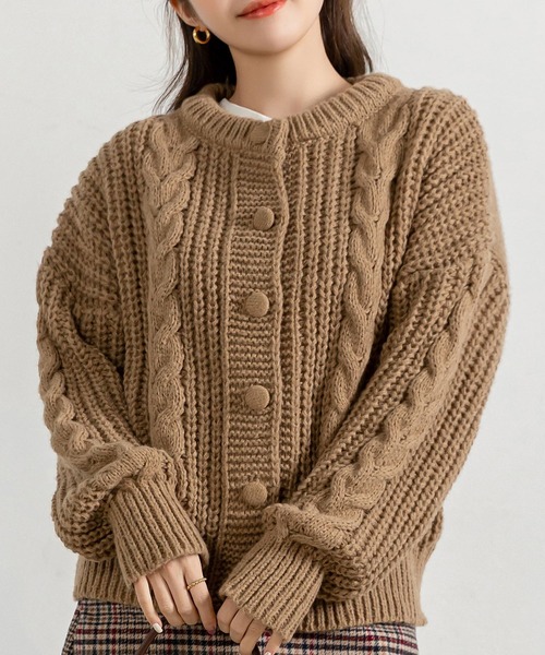 DAY CLOSET ニット セーター レディース 長袖ぷっくりケーブル