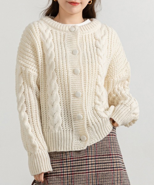 DAY CLOSET ニット セーター レディース 長袖ぷっくりケーブル