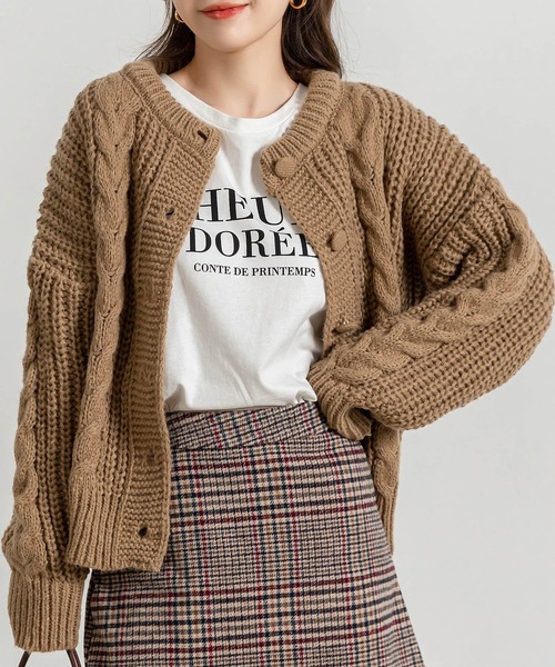 DAY CLOSET ニット セーター レディース 長袖ぷっくりケーブル