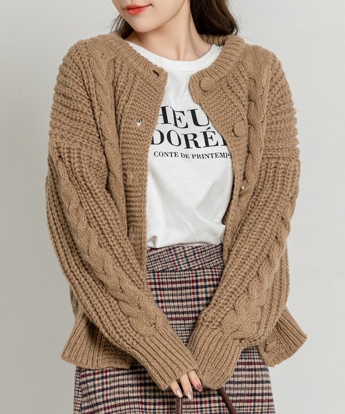 DAY CLOSET ニット セーター レディース 長袖ぷっくりケーブル