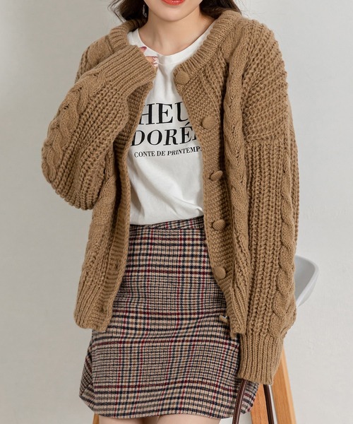 CELINE サイズ40 ニット ジャケット カーディガン ケーブル編み　90s ケーブル編みニットカーディガン - ファッション通販なら