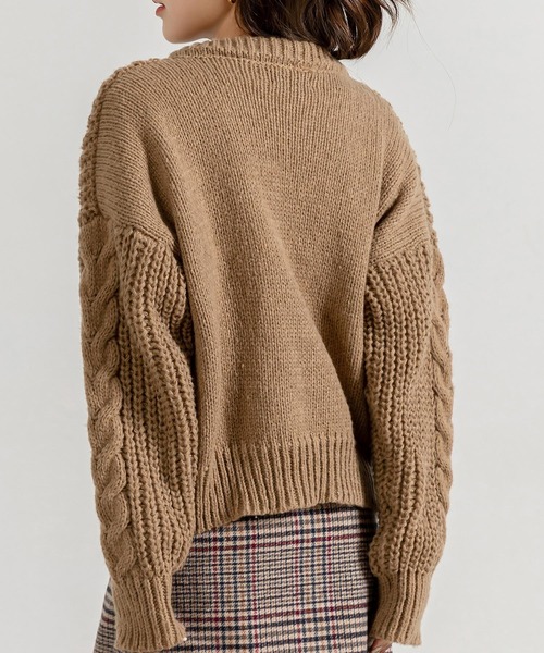 DAY CLOSET ニット セーター レディース 長袖ぷっくりケーブル