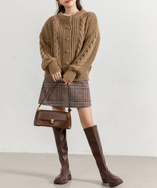 DAY CLOSET ニット セーター レディース 長袖ぷっくりケーブル