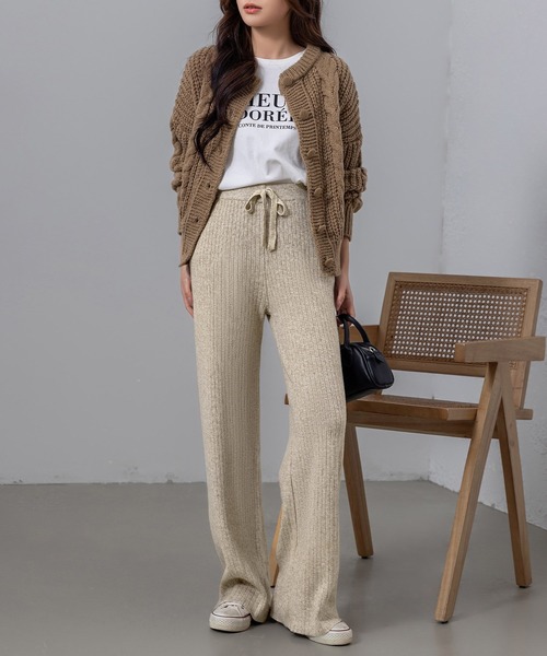 DAY CLOSET ニット セーター レディース 長袖ぷっくりケーブル