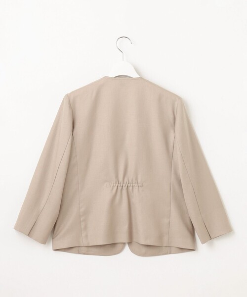 ジャケット ノーカラージャケット 「セットアップ対応・洗える・UVケア・速乾」 OXIJEWELストレッチ ノーカラー ジャケット レディースの画像