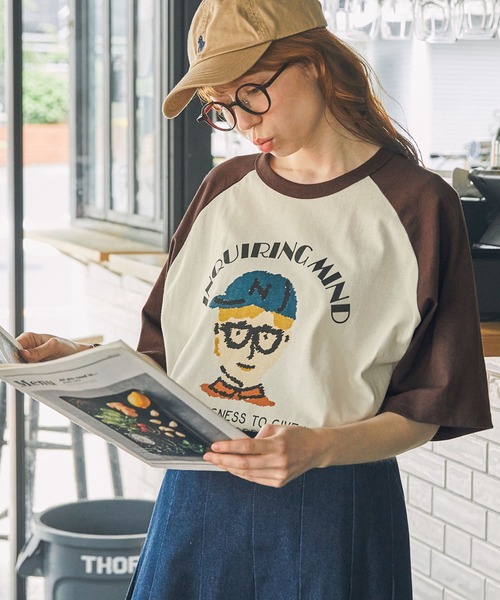 tシャツ BOYプリント半袖ラグランTシャツ レディース メンズ