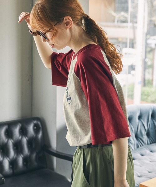 tシャツ BOYプリント半袖ラグランTシャツ レディース メンズ