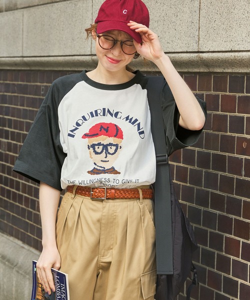 tシャツ BOYプリント半袖ラグランTシャツ レディース メンズ