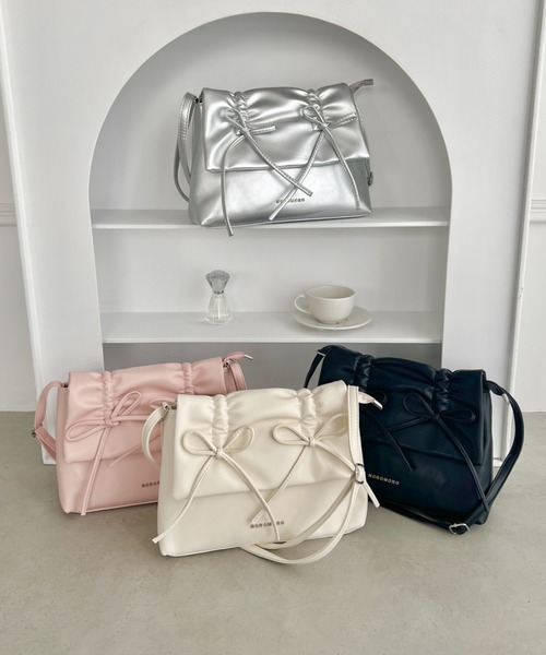 Loueme ショルダーバッグ バッグ ダブルリボンスクエアショルダー