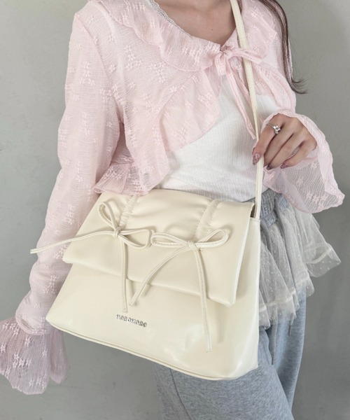 Loueme ショルダーバッグ バッグ ダブルリボンスクエアショルダー