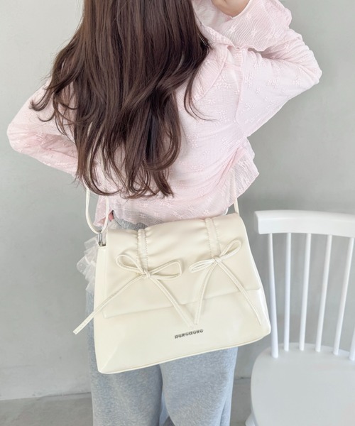 Loueme ショルダーバッグ バッグ ダブルリボンスクエアショルダー
