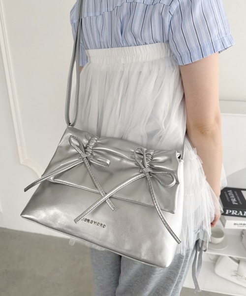 Loueme ショルダーバッグ バッグ ダブルリボンスクエアショルダー