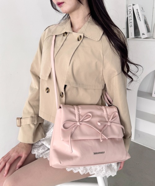 Loueme ショルダーバッグ バッグ ダブルリボンスクエアショルダー