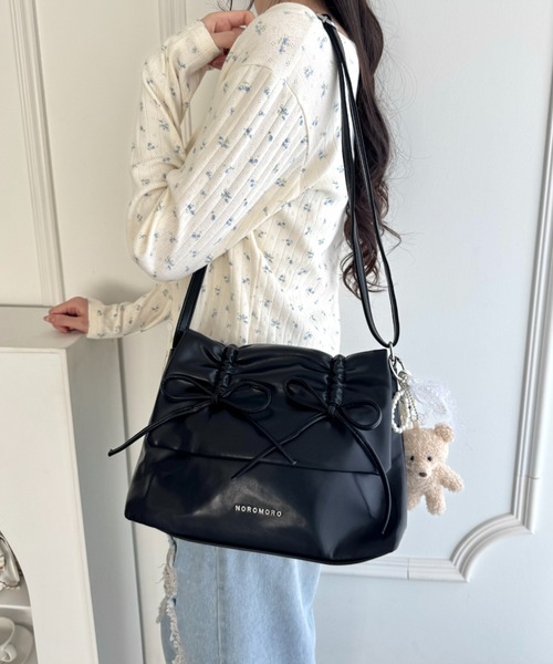 Loueme ショルダーバッグ バッグ ダブルリボンスクエアショルダー