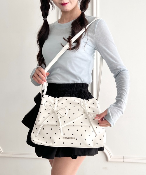 Loueme ショルダーバッグ バッグ ダブルリボンスクエアショルダー