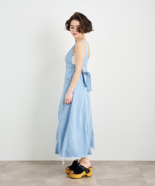 デニム ドレス ワンピース ロング レトロ デザイン ニッチ M033 長袖レトロワンピース デニムワンピース ロング丈ワンピース