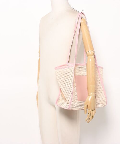 STYLEBLOCK トートバッグ レザー調ポケット付きストロートート