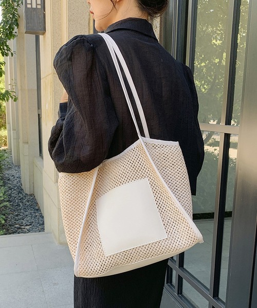STYLEBLOCK（スタイルブロック） トートバッグ レザー調ポケット付き 