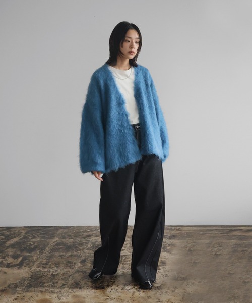 シャギーミドルコート hellam hellam | . hellam 【シャギーミドルコート】 color. ivory gray