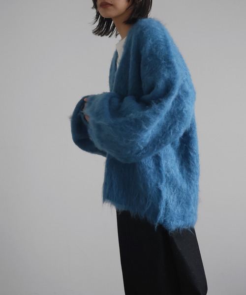 hellam（ヘラム） カーディガン ミックスシャギーVネックカーディガン