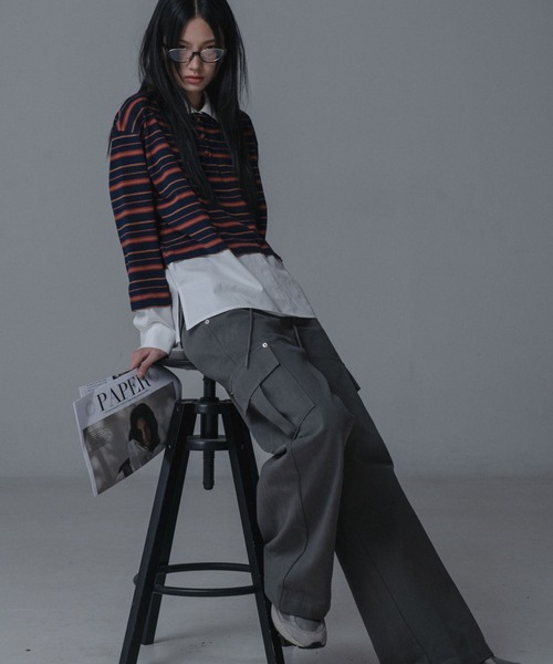 ブラウス シャツ Mars en Avril ストライプレイヤードシャツ レディース Mars en Avril ブラウス シャツ ストライプレイヤードシャツ