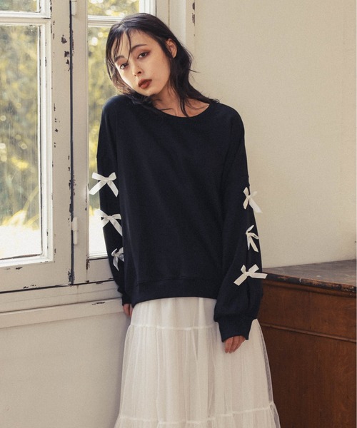 トレーナー スウェット デコレーションスリーブスウェット レディース FREAK'S STORE トレーナー スウェット カラフル チェーン
