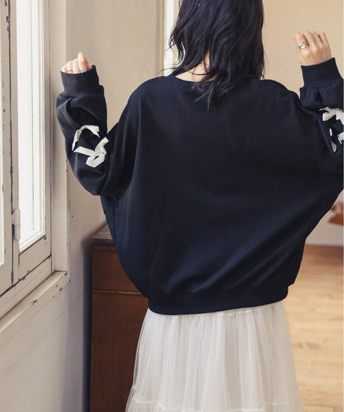 トレーナー スウェット デコレーションスリーブスウェット レディース FREAK'S STORE トレーナー スウェット メタリック ミニハート