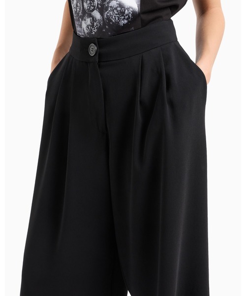 アルマーニエクスチェンジ黒 キルティングフレアスカート　ウエストゴム ARMANI EXCHANGE パンツ 「A|X アルマーニ エクスチェンジ」ワイド