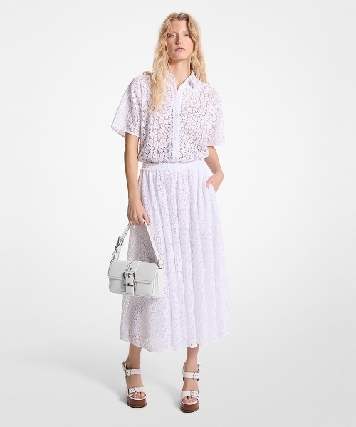 マイケルコース レオパード コーデッド レース ミディスカート MICHAEL KORS スカート レオパード コーデッド レース ミディ