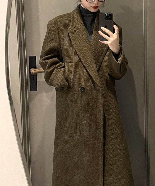 ヨシユキコニシ yoshiyuki konishi チェスターコート ロング yuiさんコラボ＞ウール混シャギーコート（チェスターコート
