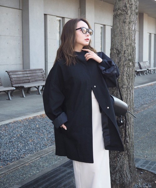 ドロップショルダージャケットコート Filomo（フィローモ） スタンドカラーコート レディース ショート丈