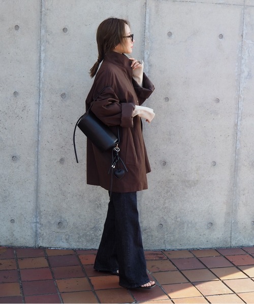 ステンカラーコート コート stand neck drop shoulder jacket 