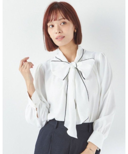 SUIT SELECT ブラウス シャツ × Samantha Thavasa」前後2WAYボウタイ
