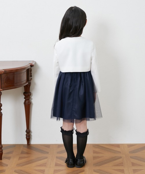 120size ホワイト×ネイビー 入学 卒園 発表会 フォーマル CHOPIN（ショパン） 入学式 卒園式 スーツ 女の子 ワンピース ネイビー