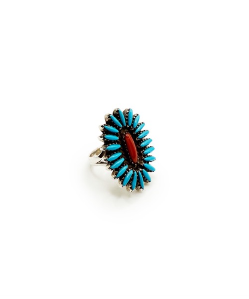 Indian Jewelry 指輪 リング オーバルフラワーモチーフターコイズ