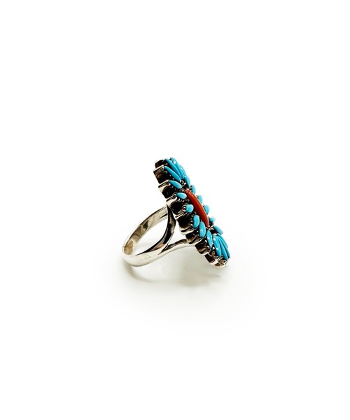 Indian Jewelry 指輪 リング オーバルフラワーモチーフターコイズ