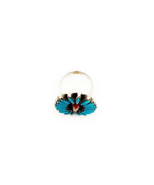 Indian Jewelry 指輪 リング オーバルフラワーモチーフターコイズ