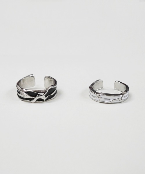 NO WAY 指輪 リング /ブラックトーンデザインリングセット/2点セット