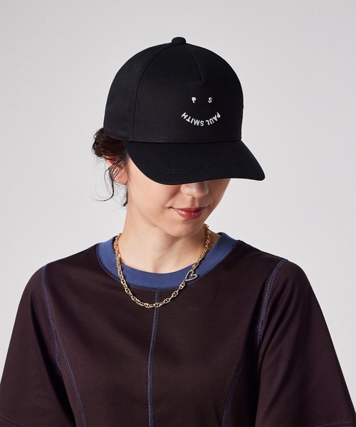 ハット PAUL SMITH Woman Hat Black W1A723DTP367 79 Women's Black Bucket Hat with Floral Embroidery
