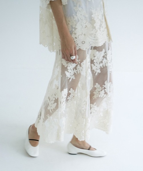 スカート CLANE SHEER FLOWER LACE SKIRT IVORY 2 CLANE（クラネ） スカート SHEER FLOWER LACE SKIRT : ZOZOTOWN Yahoo