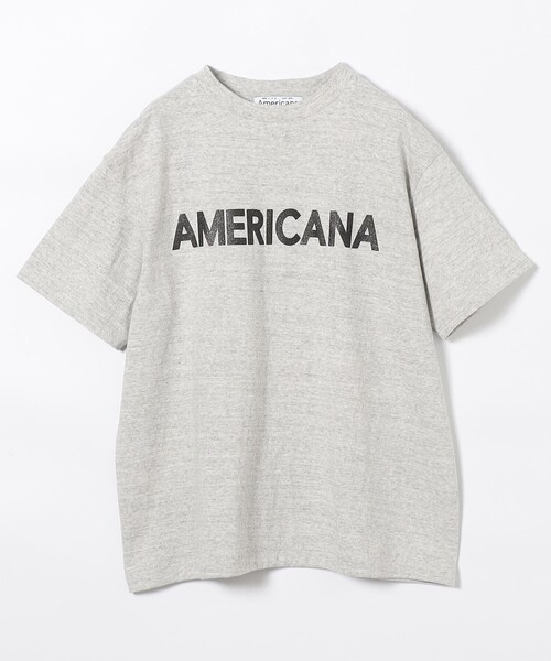 tシャツ 「Americana（アメリカーナ）」ラフィー丸胴 ロゴプリントTシャツ / レタリングTシャツ レディース Americana（アメリカーナ）】ラフィー丸胴 ロゴプリントTシャツ