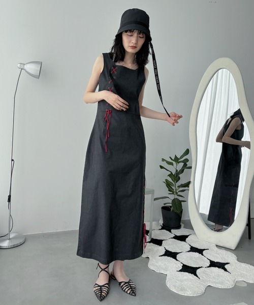 ルヌレースチャイナワンピース チャイナ服 透け感レース チャイナワンピース（ドレス