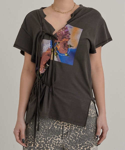 tシャツ カットオフ デザインプリントTシャツ FMN-25SS-CS-007 レディース