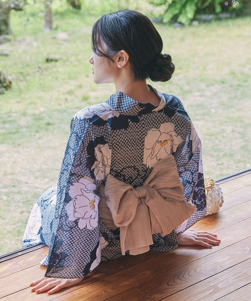 浴衣 2点セット / アソート 花柄 しわ兵児帯 レディース