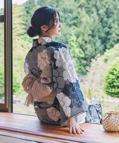 浴衣　レディース　新品　綿麻　花柄 女性浴衣 レディース浴衣 浴衣 単品 浴衣単品 仕立て上がり 綿麻