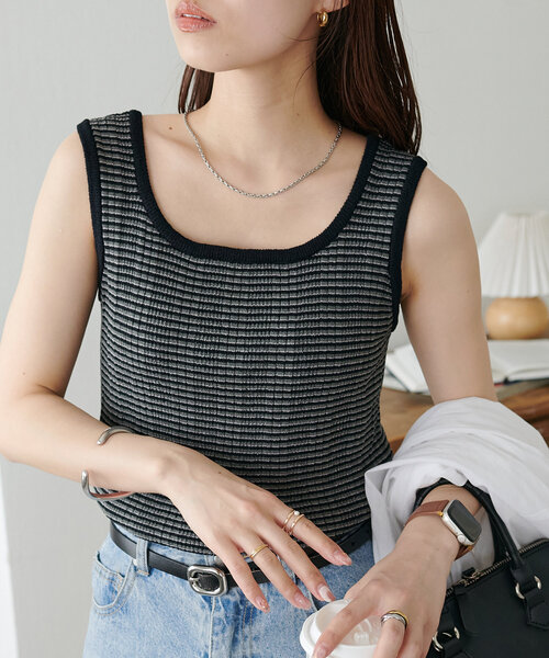タンクトップ ノースリーブ 前後2wayニットタンクトップ-手洗い可- レディース 前後2wayニットタンクトップ-手洗い可- | LANDWARDS（ランド