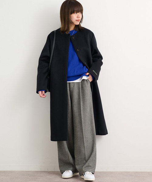 未使用　ジャーナルスタンダード relume ロングコート 紺 比翼 L JOURNAL STANDARD relume（ジャーナルスタンダード レリューム）の