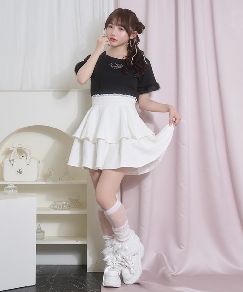 Honey Cinnamon（ハニーシナモン） スカート リボンレース2段フレア